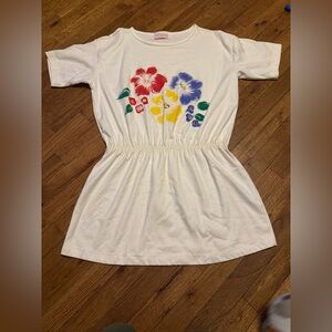 Floral Print White Tunic Top Vintage Kittens Tunic One Size